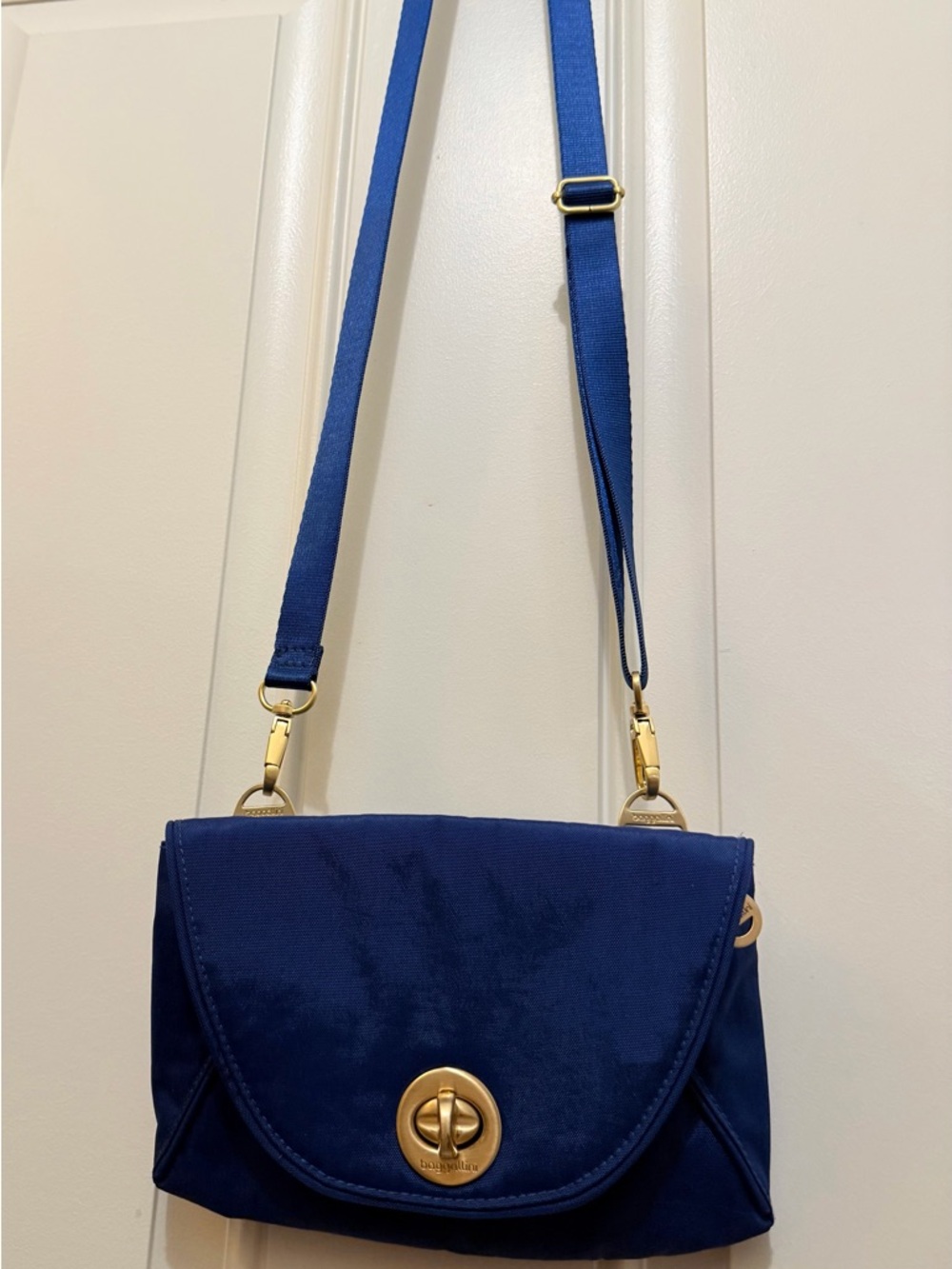 Baggalini Navy Crossbody Bag with Gold Turn-Lock